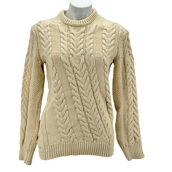 Theory Sweater Twisting Cable Chainette Wool Womens L Academic Chunky Schoolgirl - Picture 1 of 9